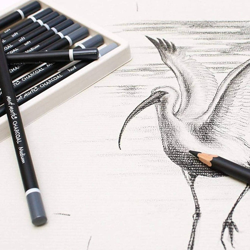 Artist Sketching with Mont Marte Signature Charcoal Pencils