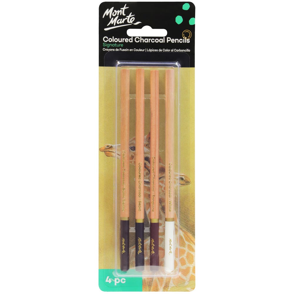 Mont Marte Coloured Charcoal Pencils 4pc Set