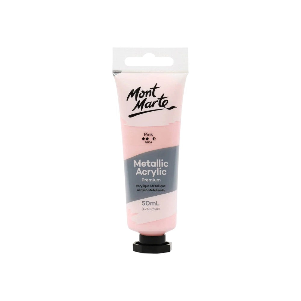 Mont Marte Metallic Acrylic Paint Premium 50ml Tube - Pink