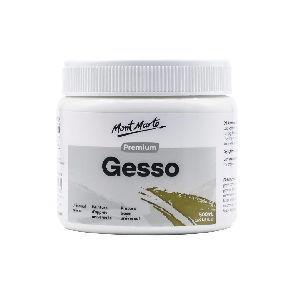 Mont Marte Premium Gesso 500ml white primer bottle front view