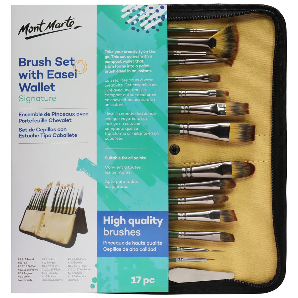 Mont Marte Brush Set 17pc with Easel Wallet
