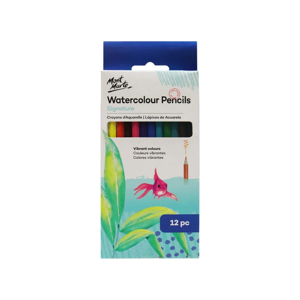 Mont Marte Signature Watercolour Pencils - 12pc - Front View