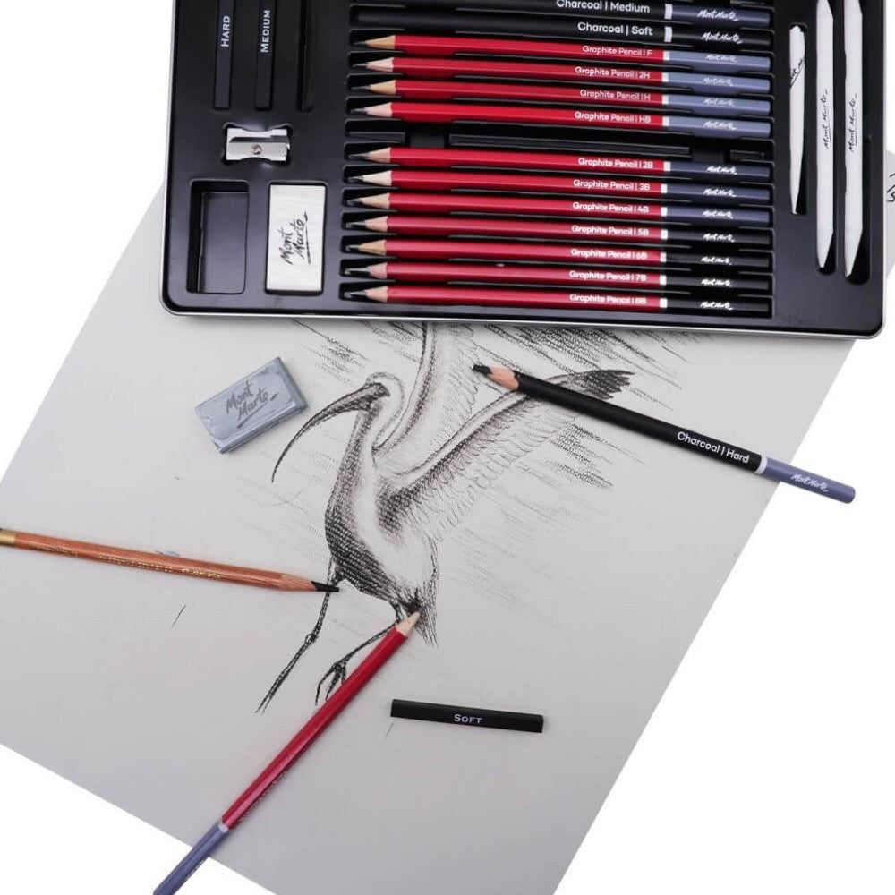 Mont Marte Sketching Set of 27 - Tin Pack - Contents Display