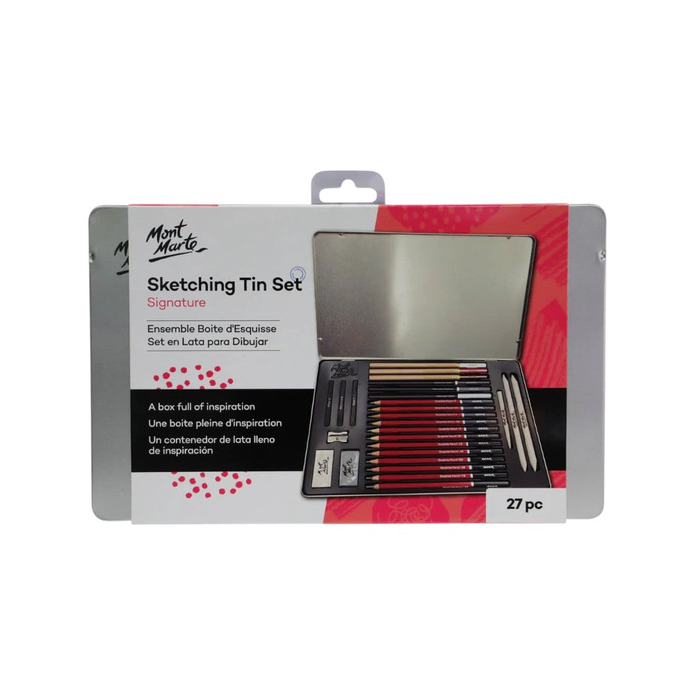 Mont Marte Sketching Set of 27 - Tin Pack - Front View