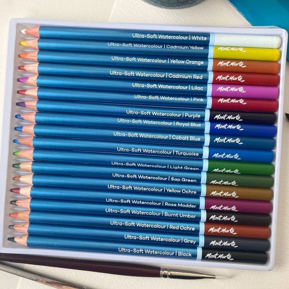Mont Marte Ultra-Soft Watercolour Pencils - 18pc - Open View