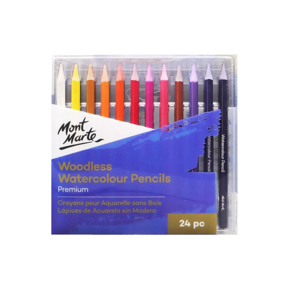 Mont Marte Premium Watercolour Pencils - 24pc Woodless - Front View
