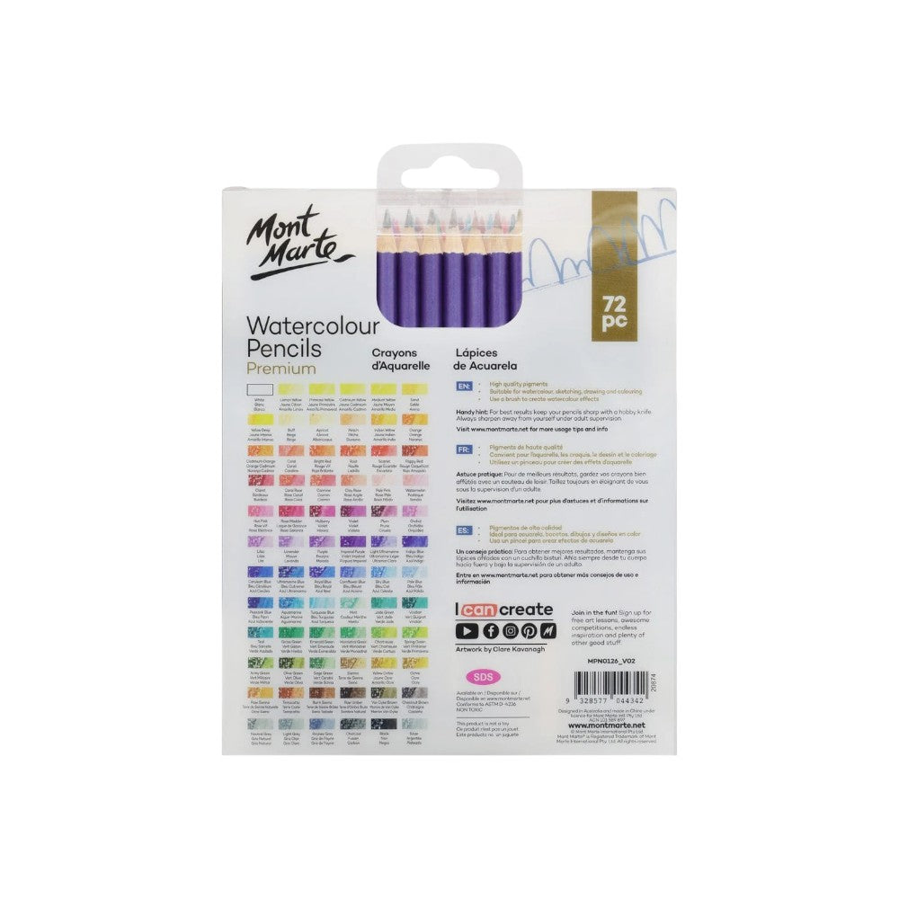 Mont Marte Premium Watercolour Pencils - 72pc - Back View