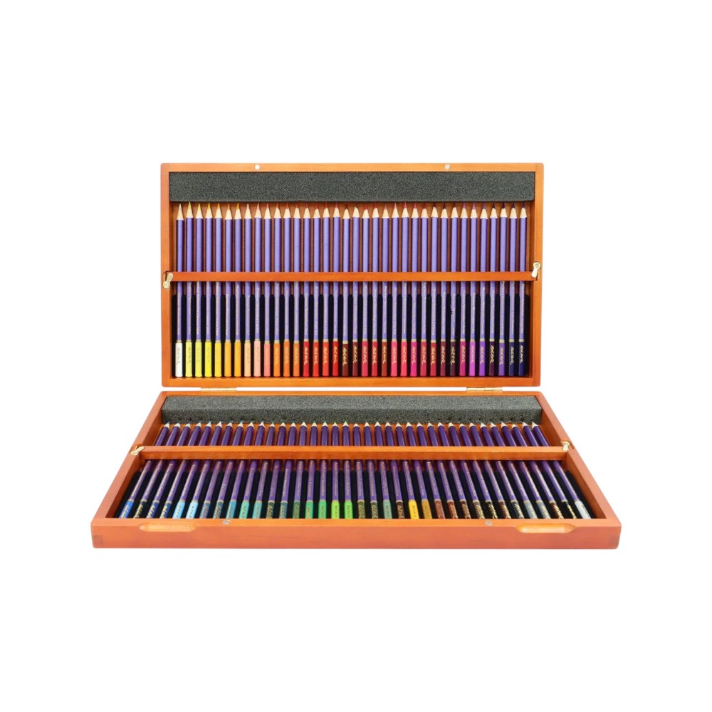 Mont Marte Premium Watercolour Pencils - 72pc Wooden Box - Open View