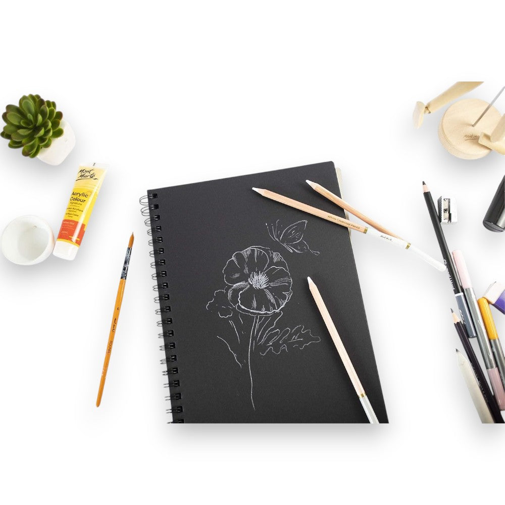 Blending White Charcoal on Tinted Surface Using Mont Marte Pencil