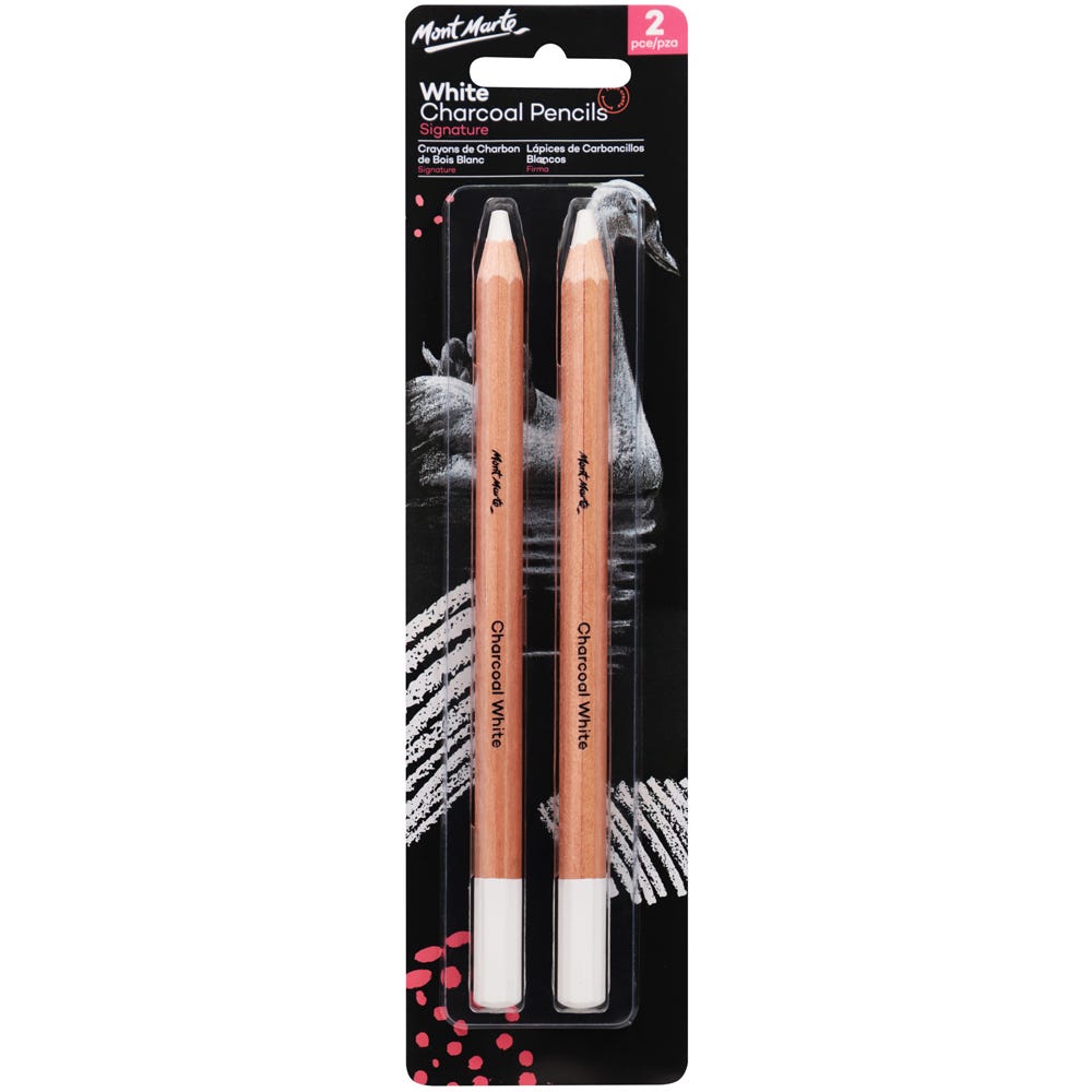 Mont Marte White Charcoal Pencils 2pc Set