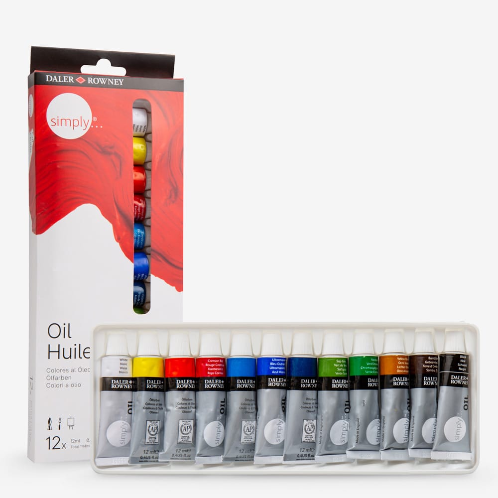 Daler-Rowney Simply Oil Paint Set 12ml Pack of 12