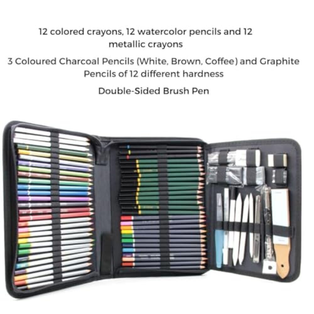 Keep Smiling 75-Piece Professional Sketching & Drawing Kit