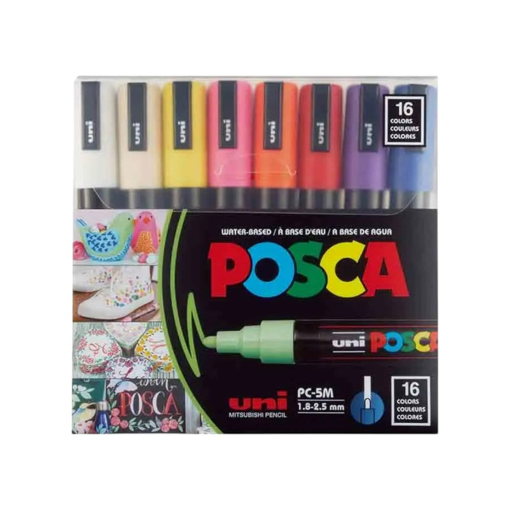 Uniball Posca 5M Markers with Medium Point Pen Tips for Fabric, Glass Paint, Metal Paint Posca
