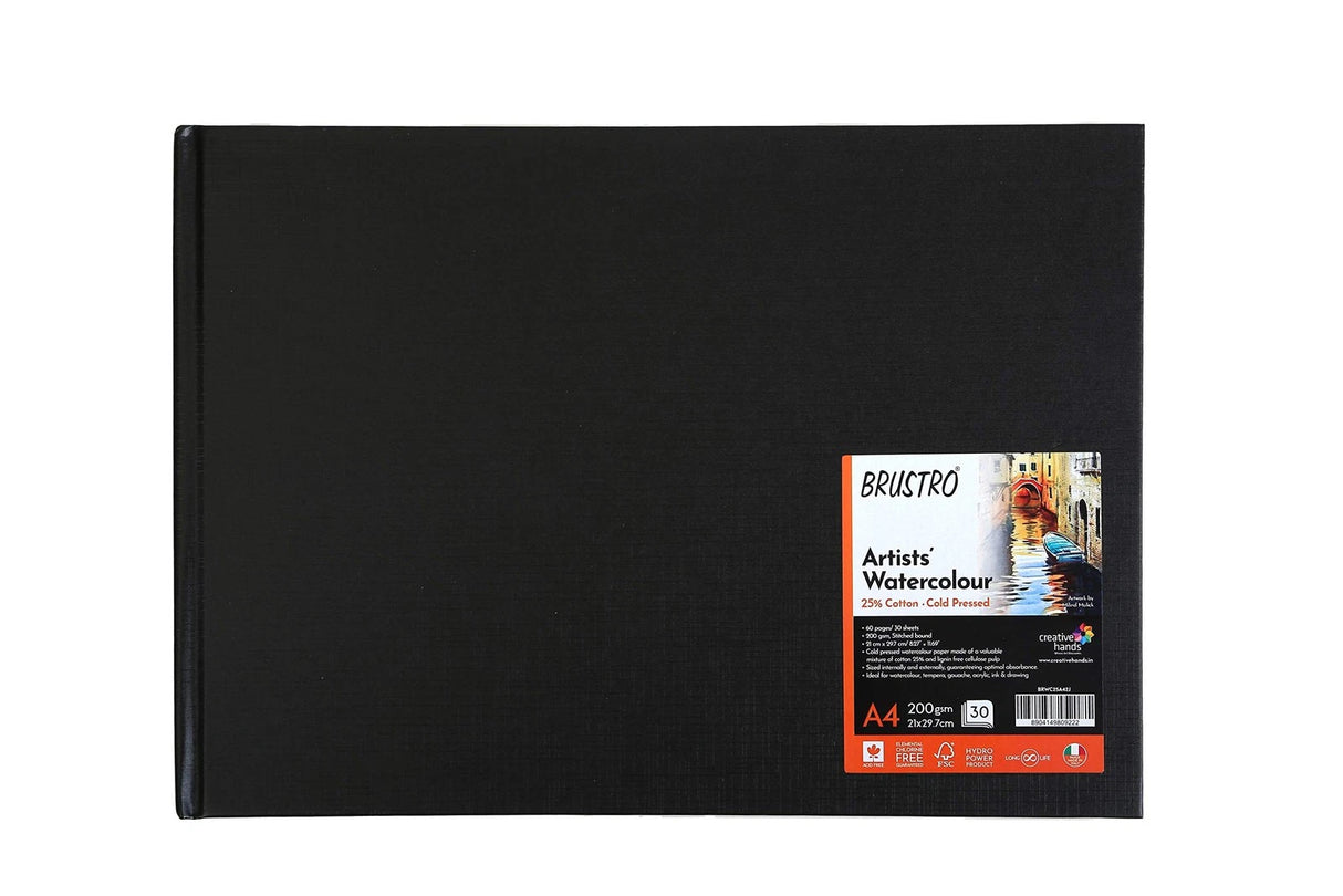 Brustro Watercolour Journal A4 200 GSM 25% Cotton 30 Sheets