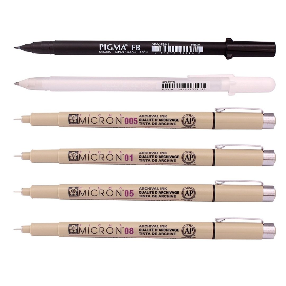 Sakura Pigma Manga Basic Drawing Kit - Set of 6 Pens
