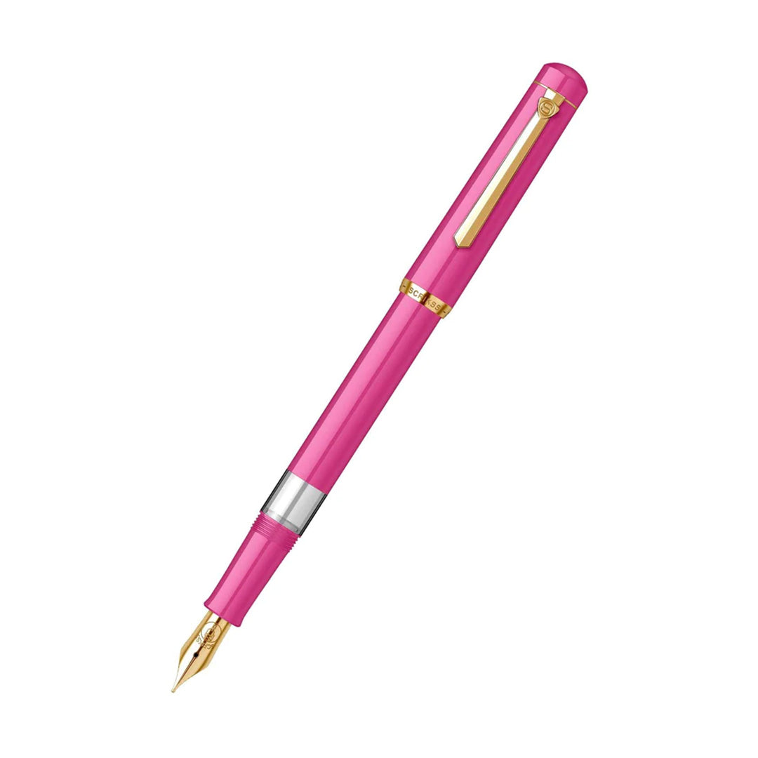 Scrikss | 419 Legendary | Fountain Ink Pen | Medium Nib | Gold Plated | Glossy Pink Barrel Scrikss