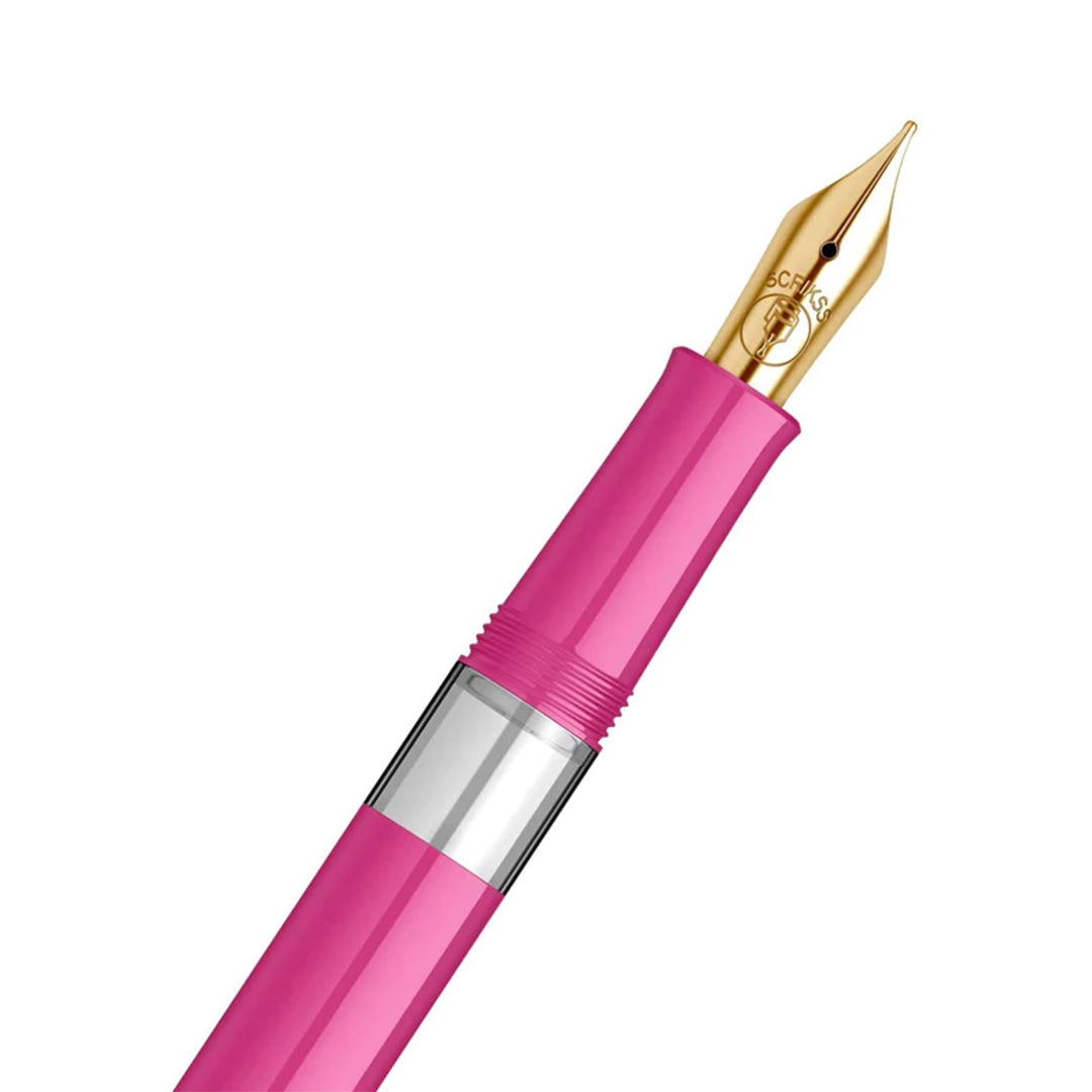 Scrikss | 419 Legendary | Fountain Ink Pen | Medium Nib | Gold Plated | Glossy Pink Barrel Scrikss