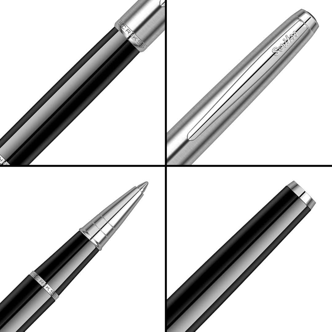 Scrikss | Metropolis | 800 Series | Roller Ball Pen | Brass Body | Chrome Plated Black Scrikss