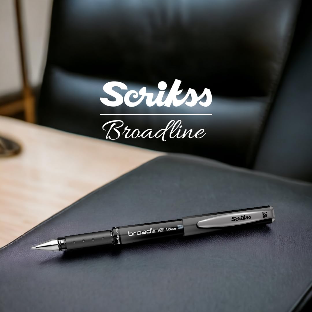 Scrikss | Office Broadline | 0.1mm | Gel Pen | Black | Pack Of 12 Scrikss