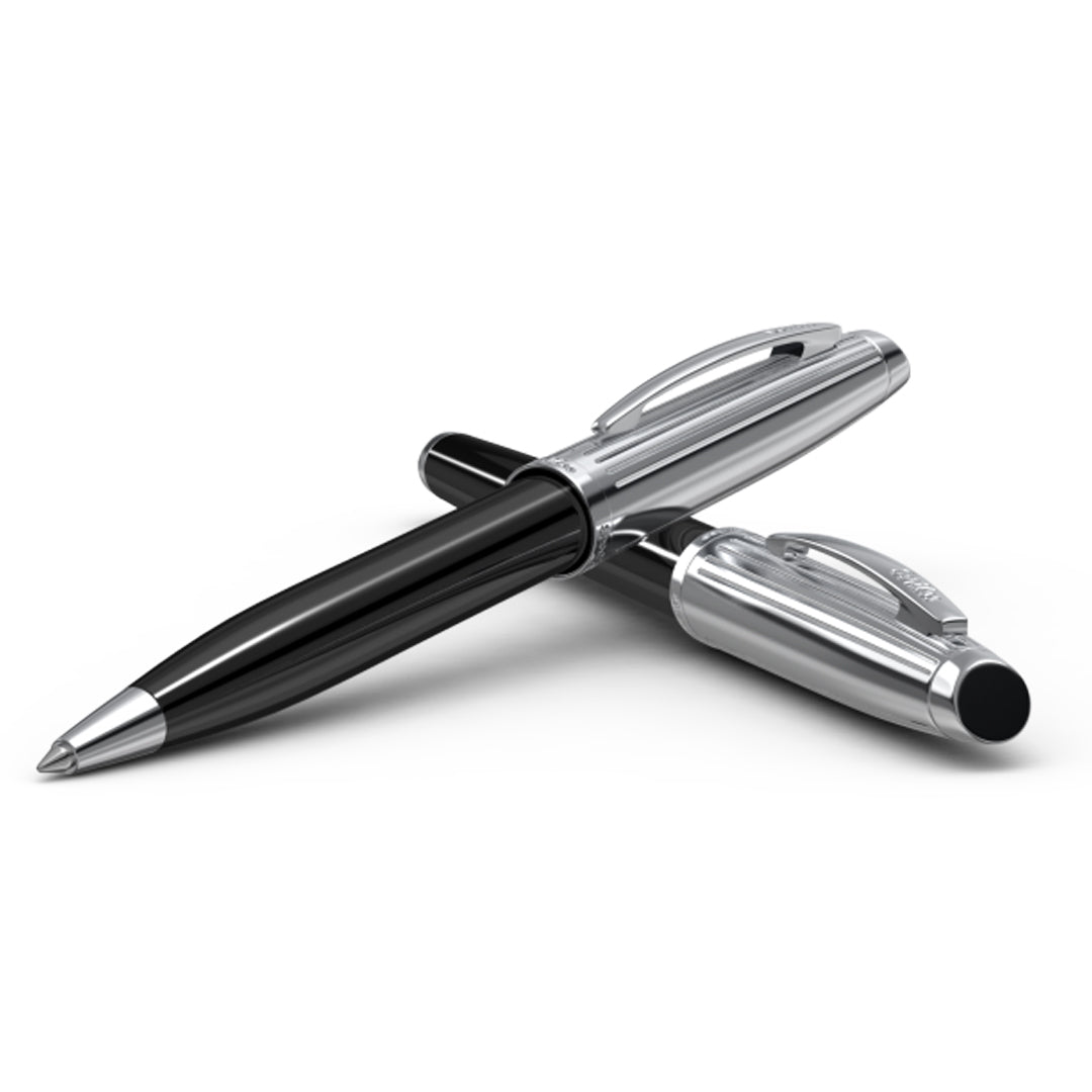 Scrikss | Oscar 39 | Ballpoint Pen | Black Chrome | Chrome Trims | Twist Mechanism Scrikss
