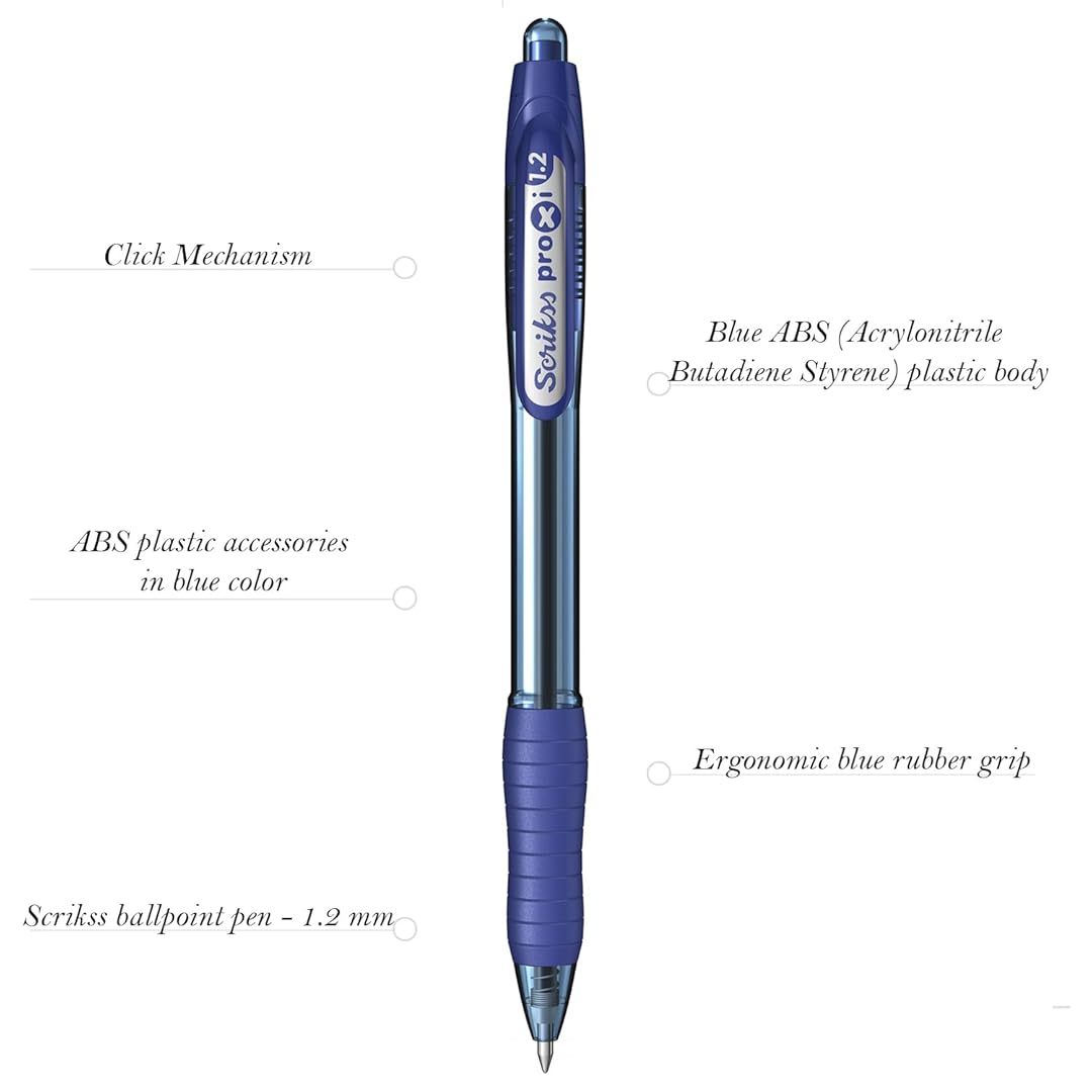 Scrikss | Proxi Series | Ball Point Pen | 12 Blue Barrel Scrikss
