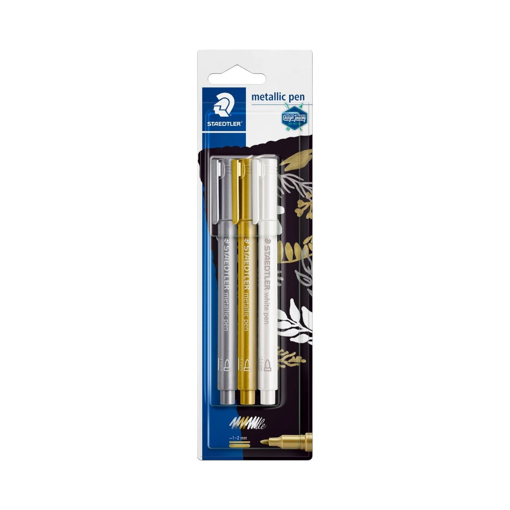 Staedtler Metallic Pen - Set of 3 (Gold, Silver, White)