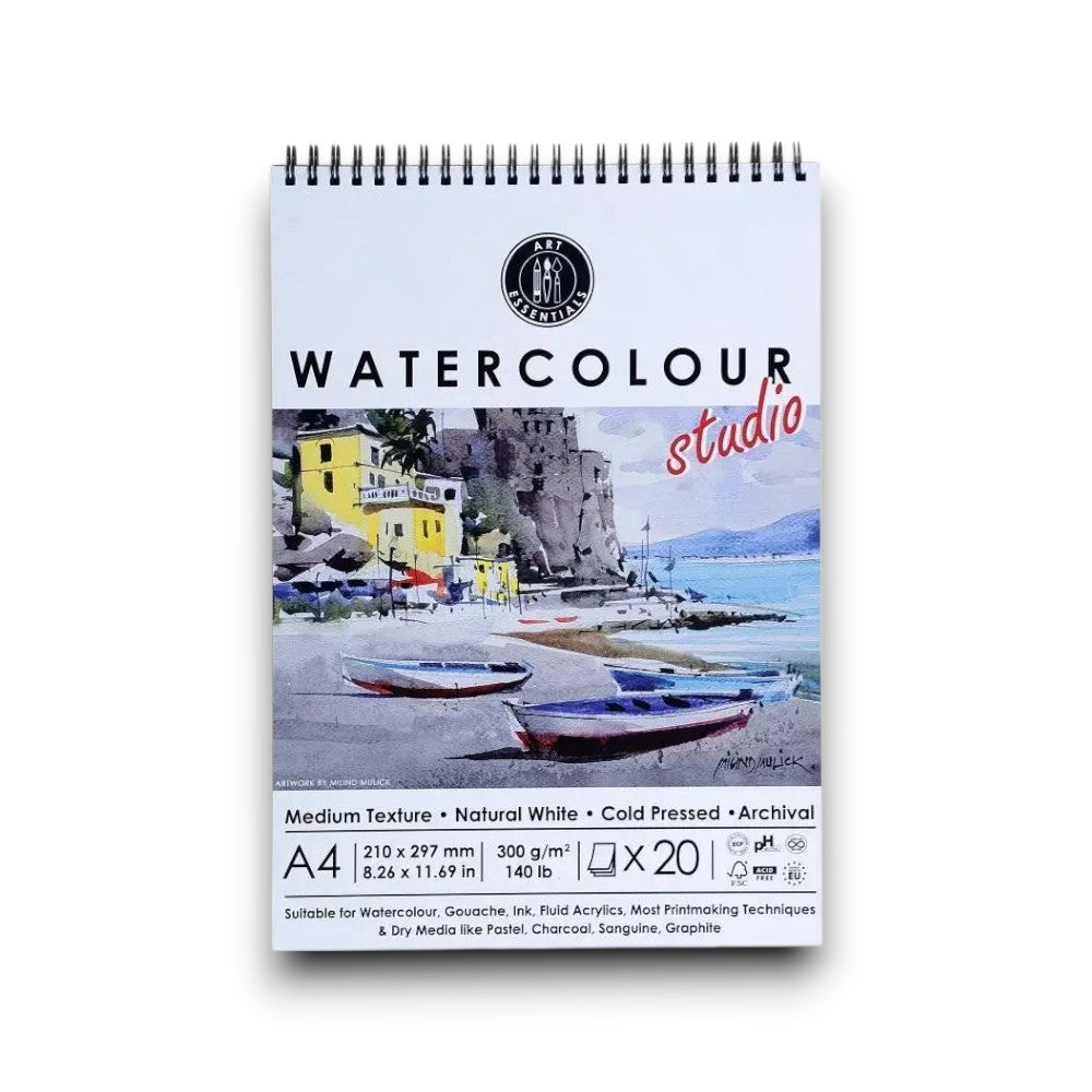 Art Essentials Studio Watercolour Paper 300gsm Cold Press - Spiral Pad