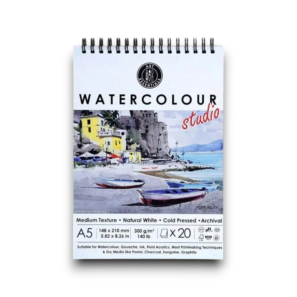 Art Essentials Studio Watercolour Paper 300gsm Cold Press - Spiral Pad
