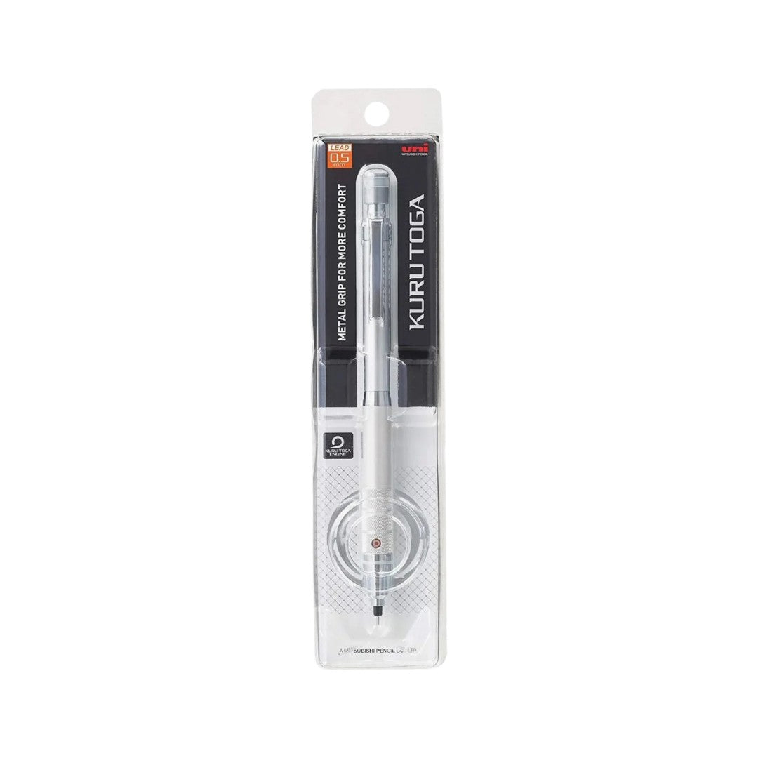 Uni Kuru Toga Roulette Mechanical Pencil - 0.5mm - Silver - Front View