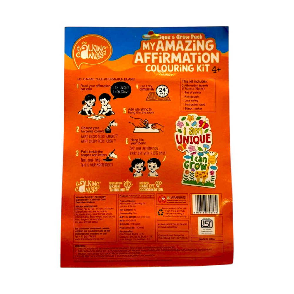 The Talking Canvas Unique & Grow Pack Affirmation Colouring Kit