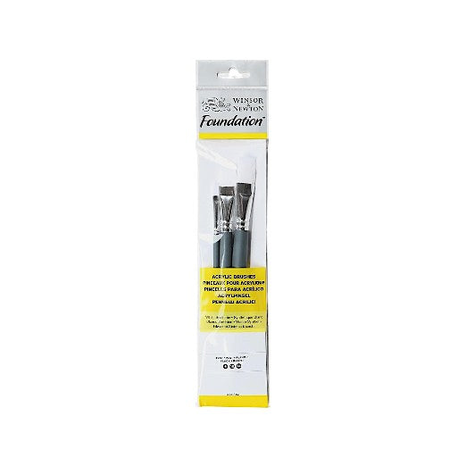 Winsor & Newton Foundation Brush Set - Flat 4, 10, 14 - Short Handle