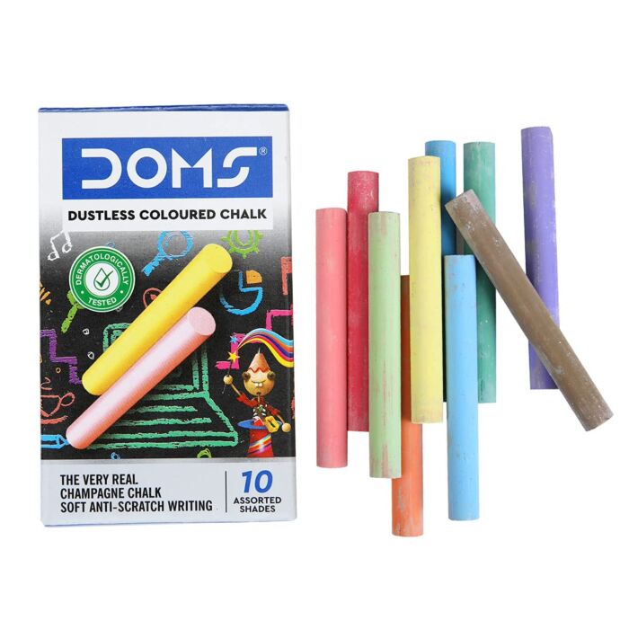 DOMS Coloured Dustless Chalks Pack of 10
