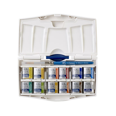 Winsor & Newton Cotman Pocket Plus Watercolour Set 12 Half Pans