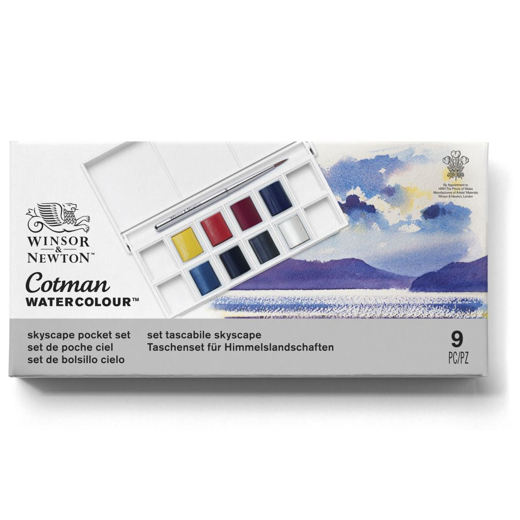 Winsor & Newton Cotman Skyscape Pocket Set 8 Half Pans Brush