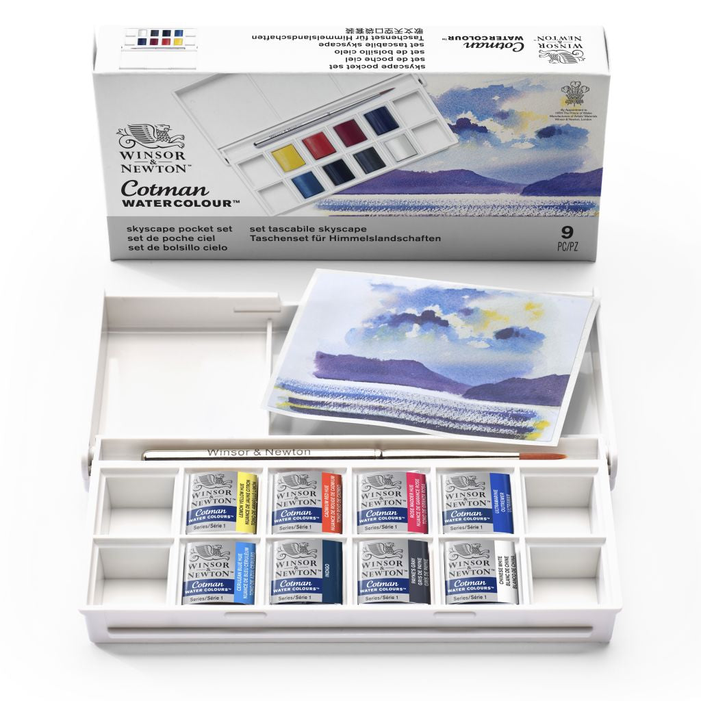 Winsor & Newton Cotman Skyscape Pocket Set 8 Half Pans Brush