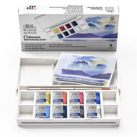 Winsor & Newton Cotman Skyscape Pocket Set 8 Half Pans Brush