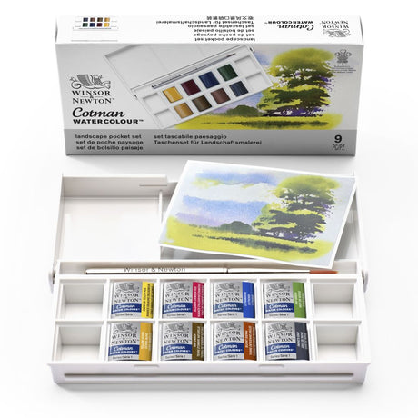 Winsor & Newton Cotman Landscape Pocket Set 8 Half Pans Brush