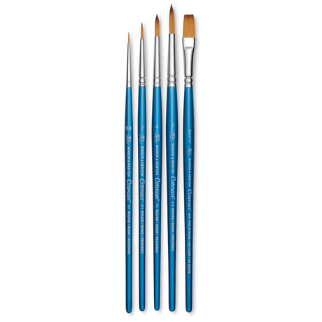 Winsor And Newton Cotman Watercolour Synthetic Hair Brush - Short Handle - Pack Of 5