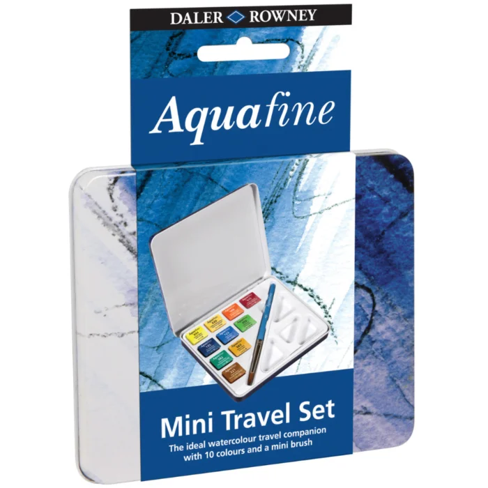 Daler Rowney Aquafine Mini Watercolour Travel Tin - 10 Half Pan