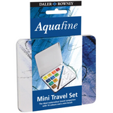 Daler Rowney Aquafine Mini Watercolour Travel Tin - 10 Half Pan