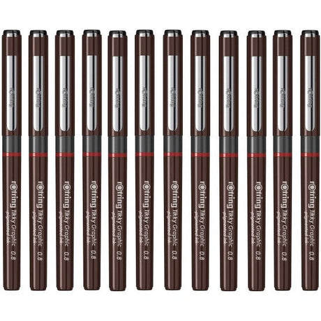 Rotring | Tikky | Graphic Fineliner | Black Pigment Lightfast | Pack of 12pieces | 0.8mm Rotring
