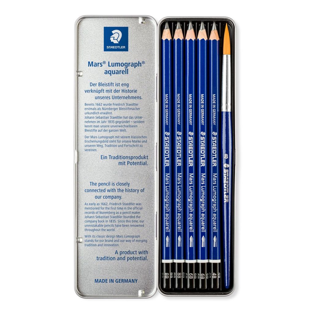 Staedtler Mars Lumograph Aquarell  Graphite Pencil Set of 6