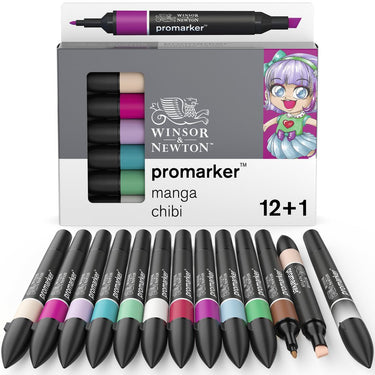 Winsor & Newton Promarker Manga Chibi Set 12+1 Alcohol Markers