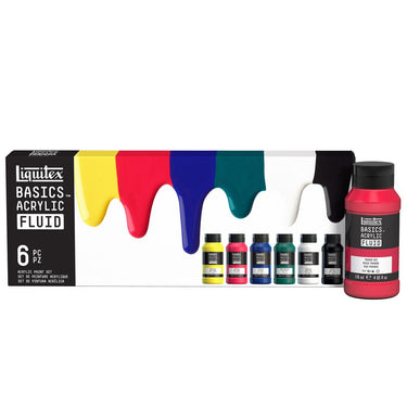 Liquitex Basics Fluid Acrylic Set 6 Colours x 118ml Bottles
