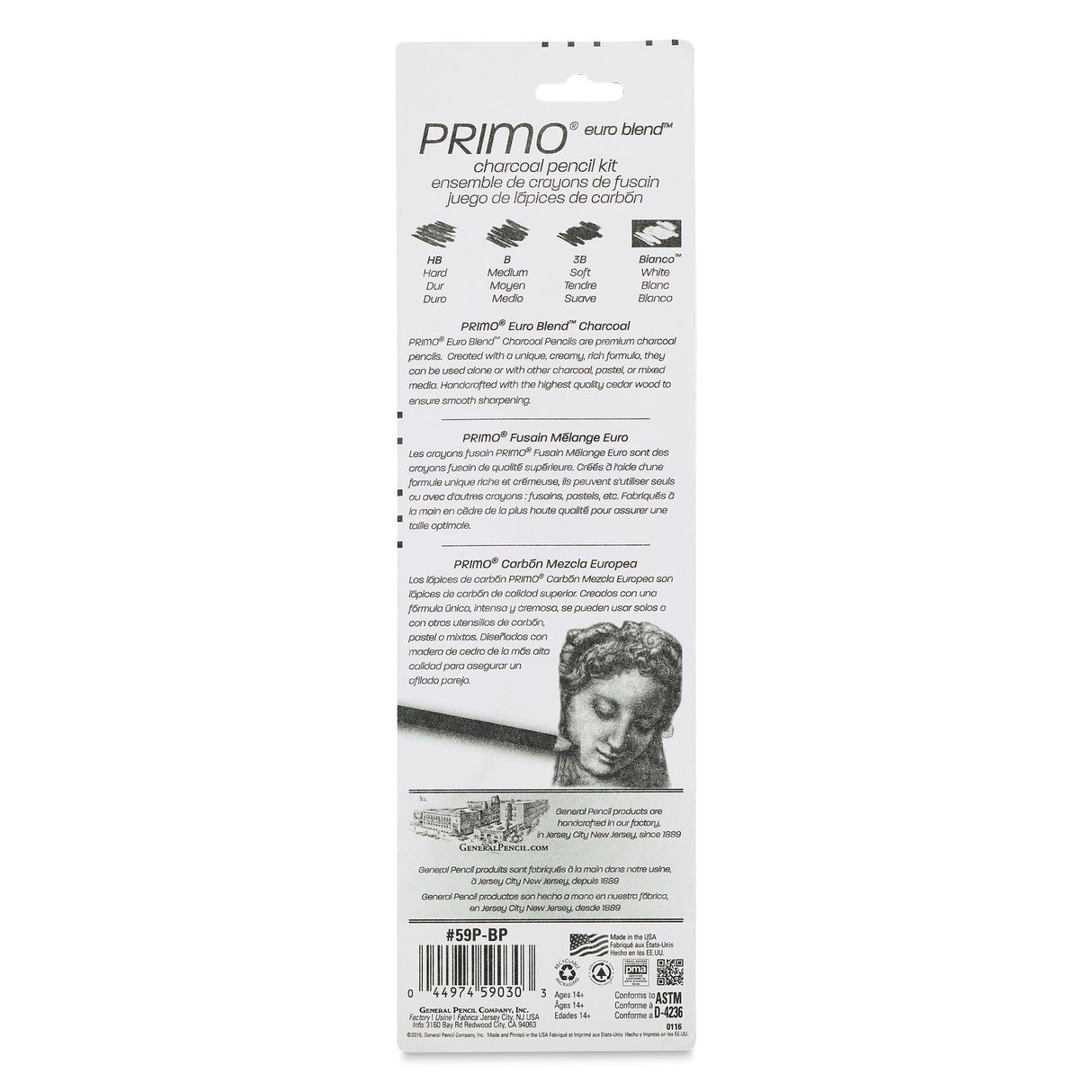 General's Primo Euro Blend Charcoal Pencil Kit - 6 Piece Set