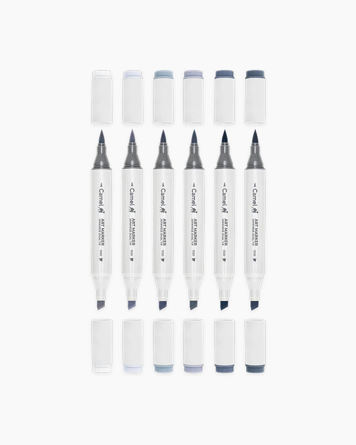Camel Art Markers Cool Greys Dual Tip Set of 6