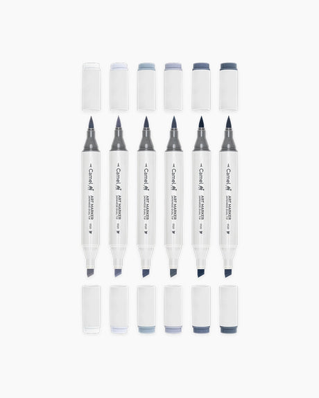 Camel Art Markers Cool Greys Dual Tip Set of 6