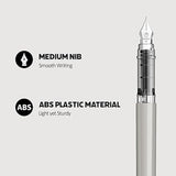 Scrikss Primeo Medium Nib Fountain Pen | 3 Cartridges Included | Stainless Steel Nib & ABS Body | Grey | in Blister Pack 7 Scrikss