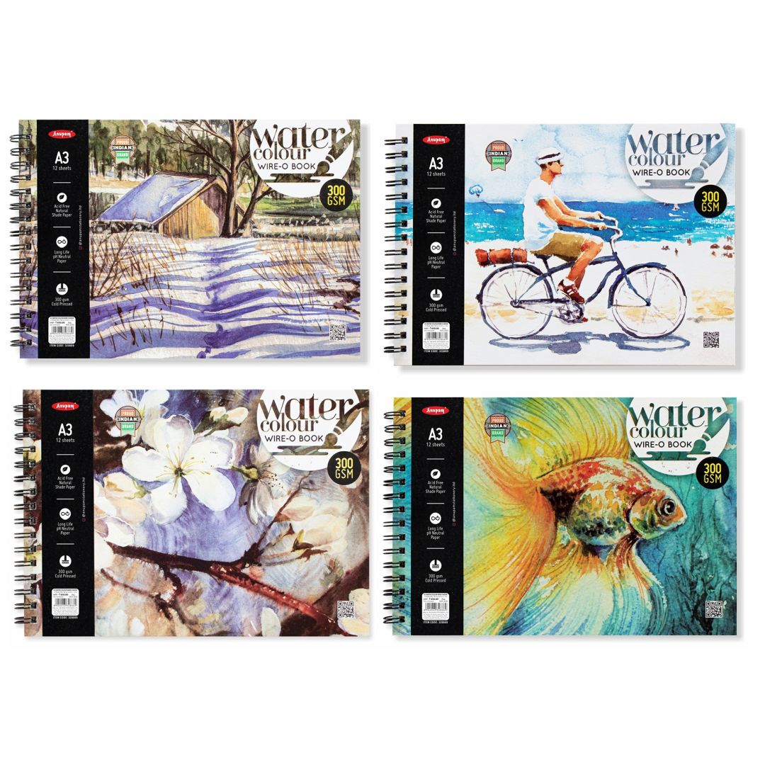 Anupam Watercolour Pad A3 300 GSM Cold Press Wiro 12 Sheets