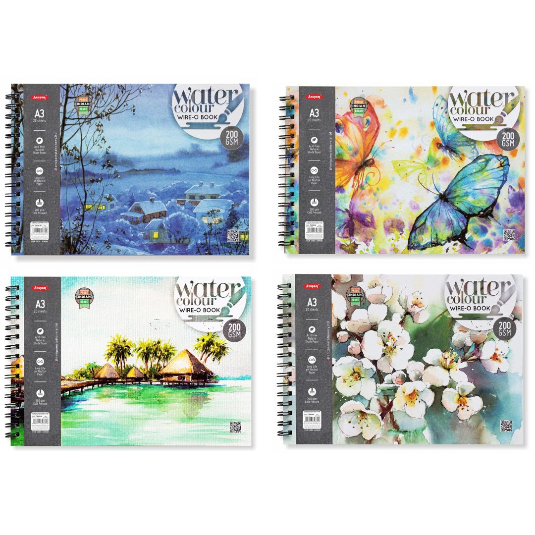 Anupam Watercolour Pad A3 200 GSM Wiro 20 Sheets